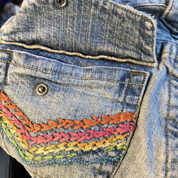 LEI Women Sz 5 Flare Bootcut Low Rise Jeans VTG Y2K Rainbow 90s grunge boho - Picture 13 of 13